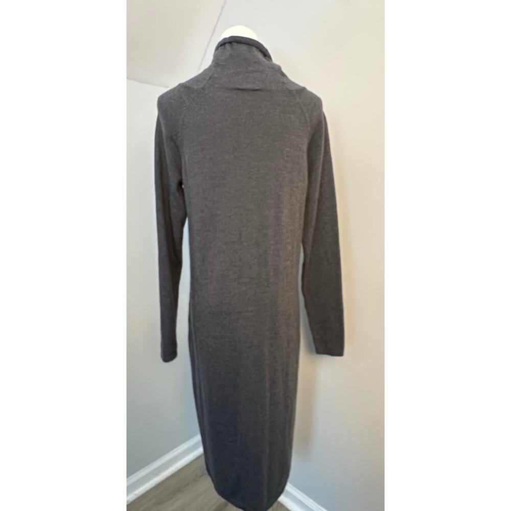 Talbots Merino Wool Turtleneck Sweater Dress Charcoal Gray S Luxury Minimalist - Picture 2 of 9